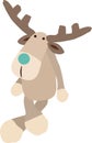 Deer with horns cute in pastel colors, isolate on white background